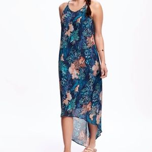 Old Navy Blue Tropical Floral Print High Low Dress